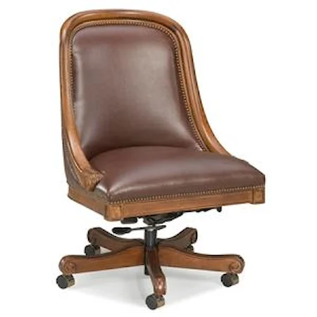 Curved Swivel Chair with Nailhead Trim